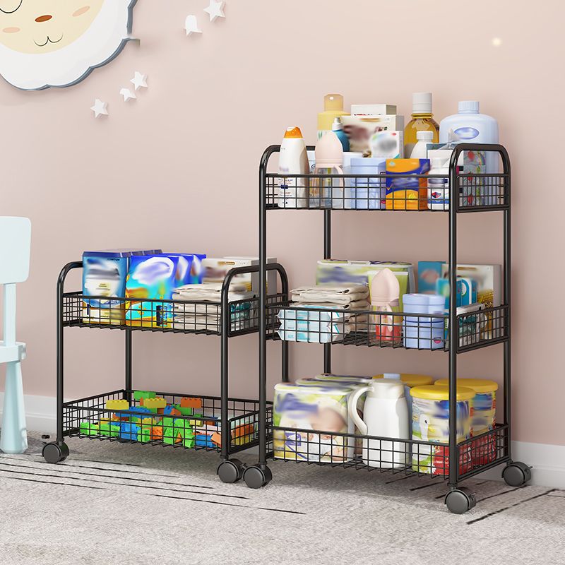Metal Standard Bookcase with Wheels Children's Storage Bookshelf