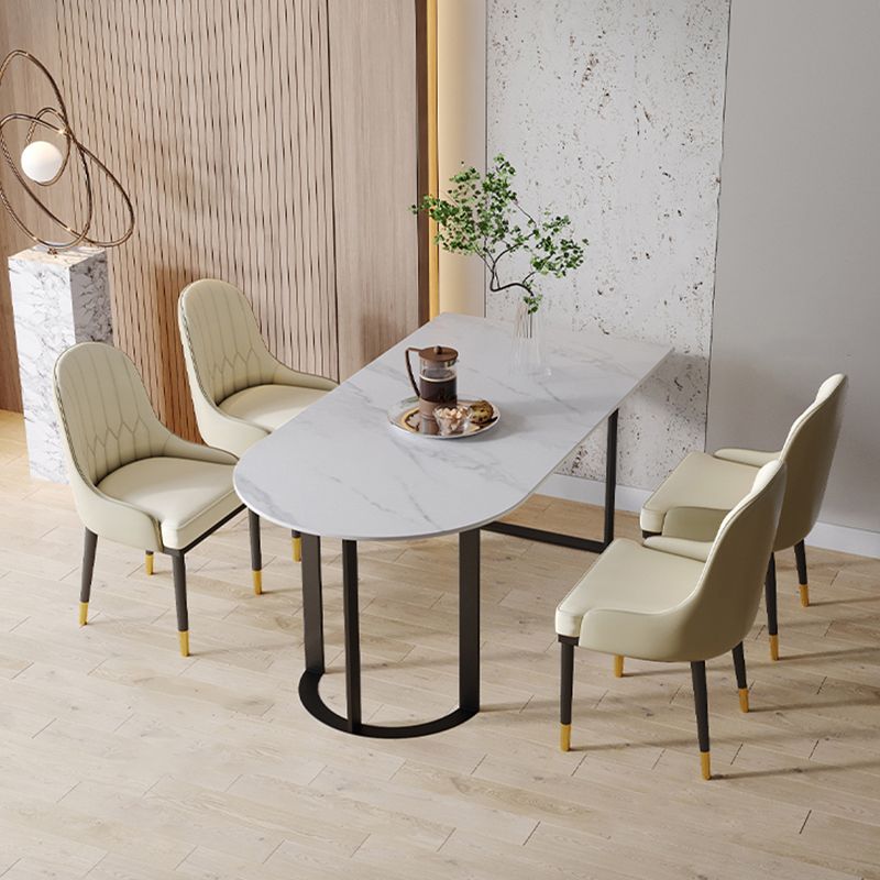 Contemporary Style Dining Table Stone Dining Room Table with Double Pedestal