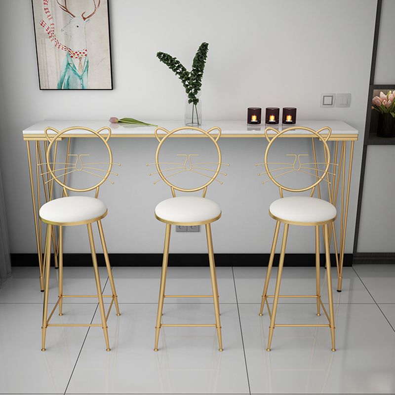 Glam Style Rectangle Bar Table Faux Marble 4 Legs Bar Dining Table