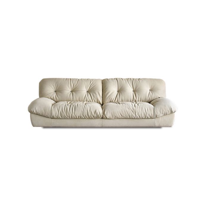 Modern White Tufted Sofa & Chaise 29.92" H Velvet Armless Sofa