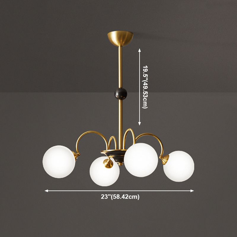 Gold Chandelier Light Fixtures Modern Multi-Head Hanging Pendant Lamps with Glass Shade