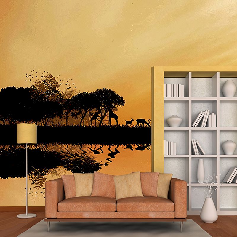 Modern Style Wildlife Wall Mural for Living Room, Large Wall Art in Pastel Color