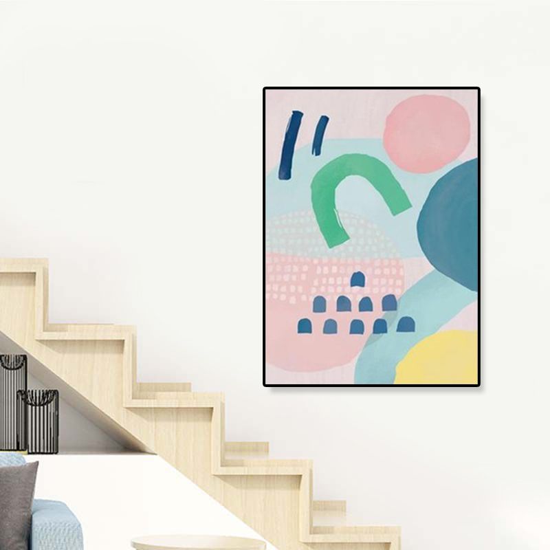 Modern Illustration Abstract Art Print Canvas Textured Pastel Wall Decor for Home