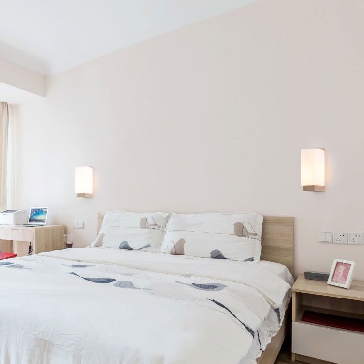 Japanese Style Wooden Bedside Wall Lamp 1 Head Glass lampshade Hotel Aisle Lamp