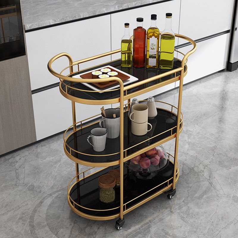 Modern Open Storage Kitchen Trolley Dining Room Rolling Prep Table