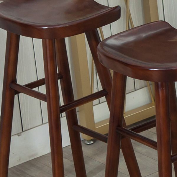 Modern Armless Backless Counter StoolWood Cafe Bar Stool with Wooden Seat and Pedal