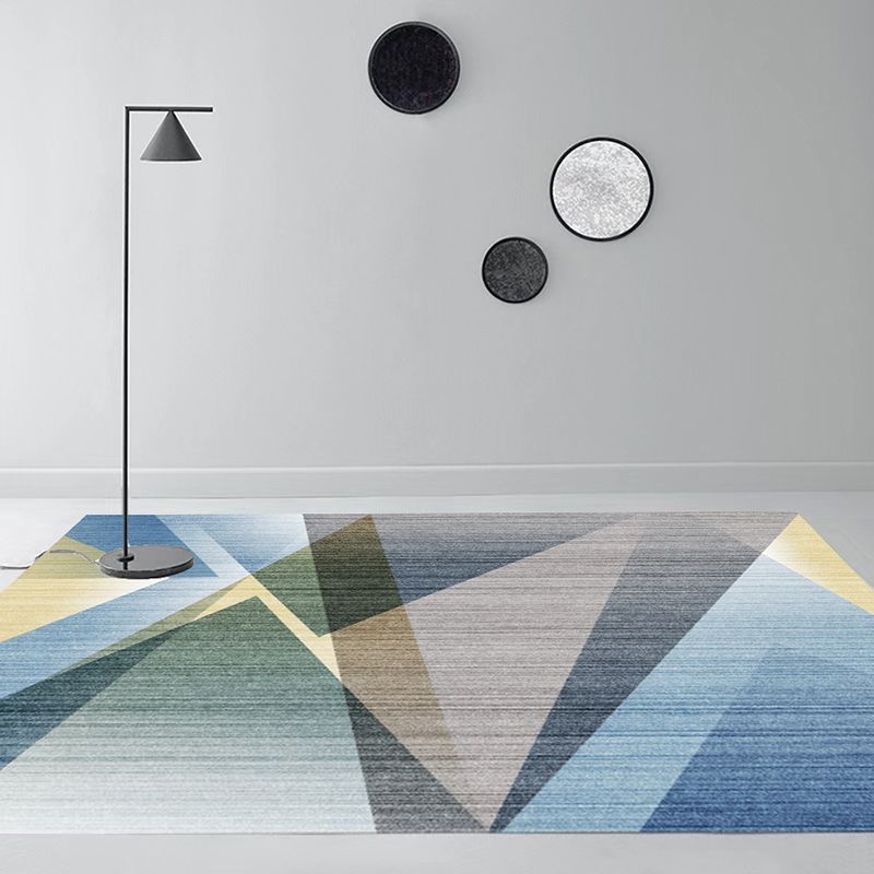 Modern Grey Rug Polyester Geometric Area Rug Washable Rug for Home Decor