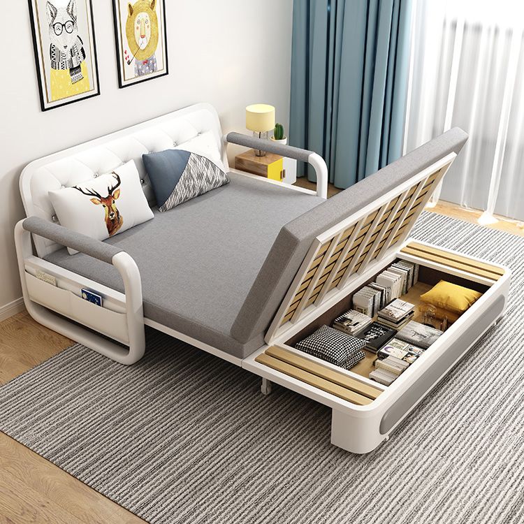 Cushion Back Loveseat Foldable Pillow Included Sleeper Sofa with Storage