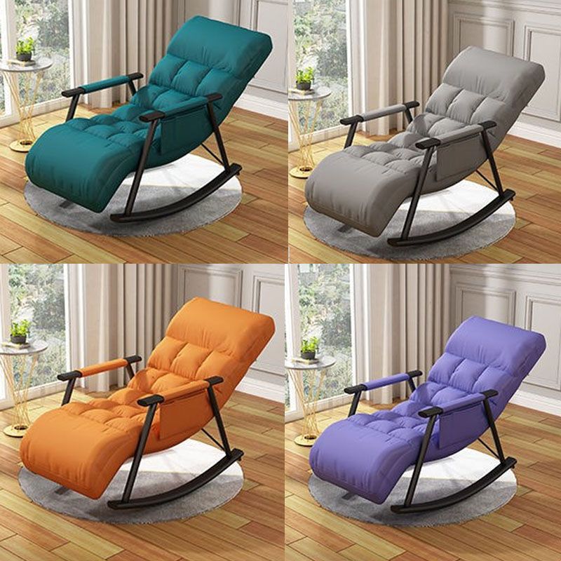 Contemporary Rocker Chair Metal Frame Spindle Rocker Chair with Cushions