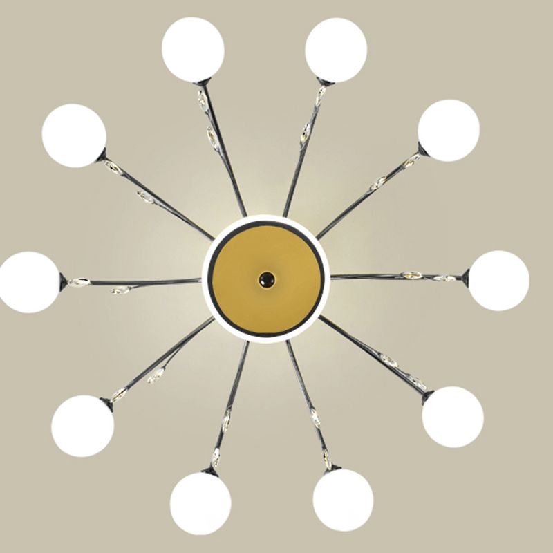 Black Glass Modern Pendant Lighting Fixtures Sputnik Hanging Lights for Living Room