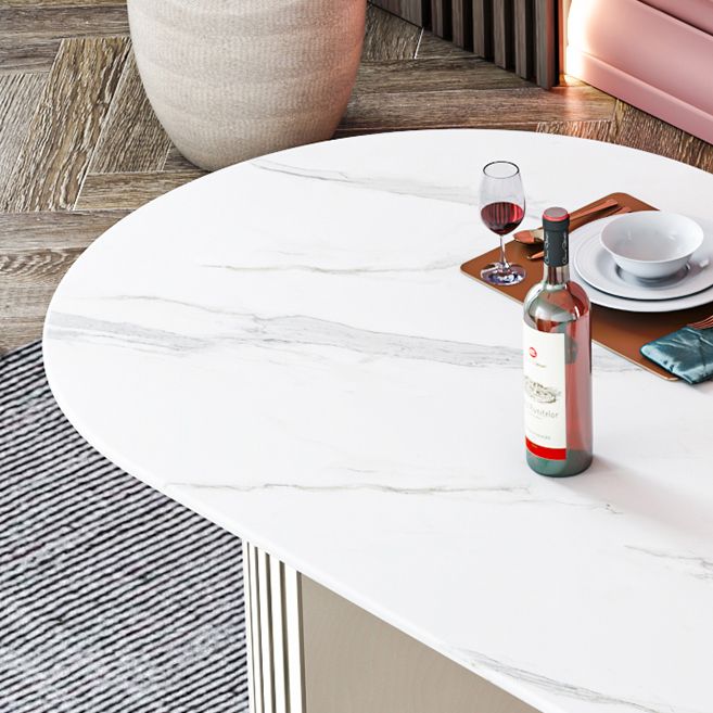 Oval Double Pedestal Dining Table Stone Furniture for Dining Room Home