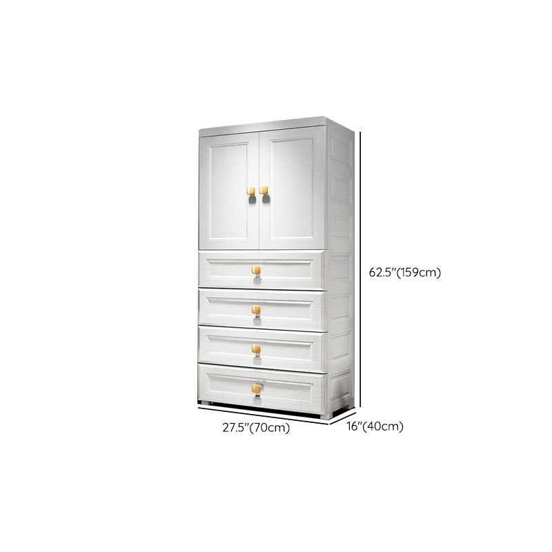 Contemporary Style Wardrobe Armoire Plastic Wardrobe Closet with Drawer and Door