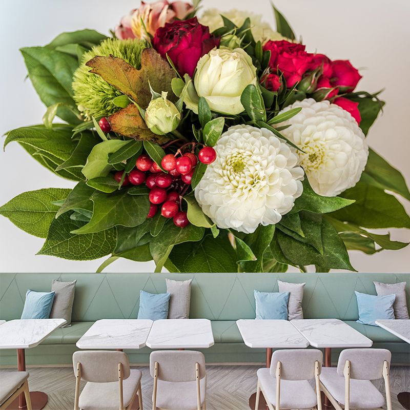 Flower Wall Mural Decal Eco-friendly Wallpaper Resistant for Sitting Room