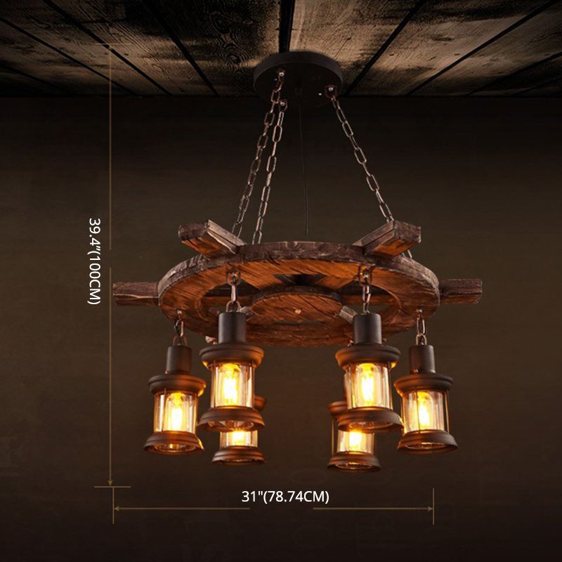 CHANDELIER LETRAGE RÉTRO RÉTRO RETRO 6-LIGHTES VINTAGE NUTICAL KEROSEN LAMP DESIG