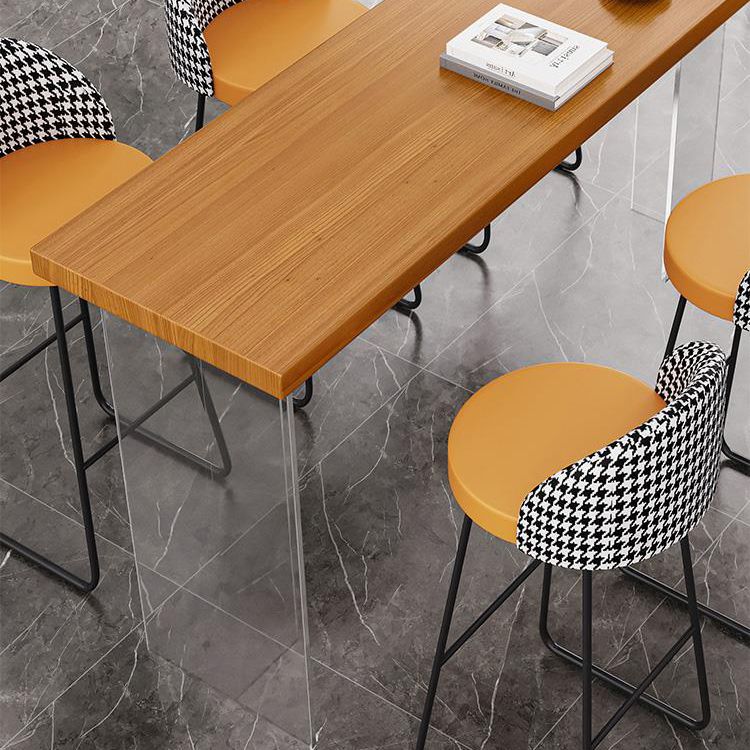 Rectangle Pub Dining Set 1/2/3/5/7 Pieces Solid Wood Counter Table with Upholstered Stools