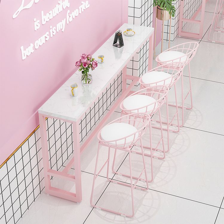 Modern 1/5 Pieces Bar Table Set Rectangle Stone Counter Table with High Stools