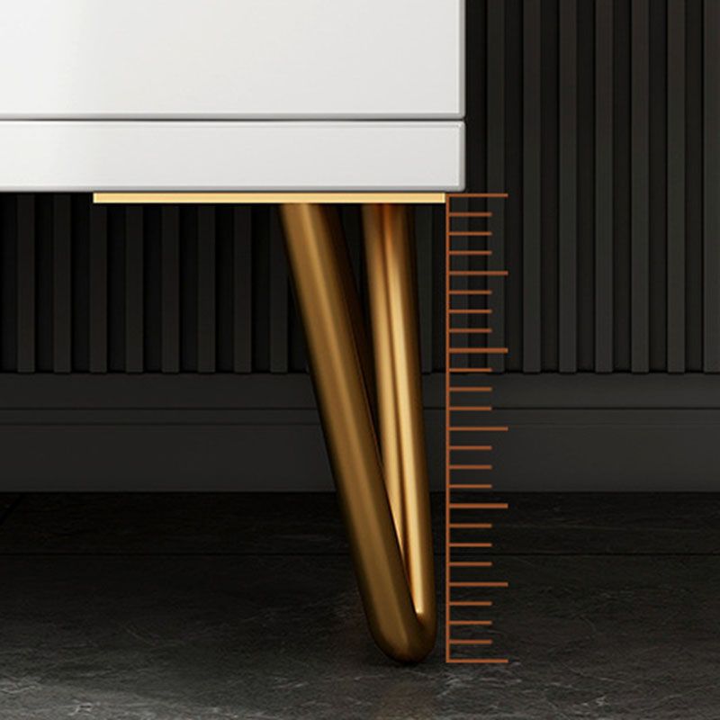 Contemporary Chest Horizontal White Wood Storage Chest with Metal Feet