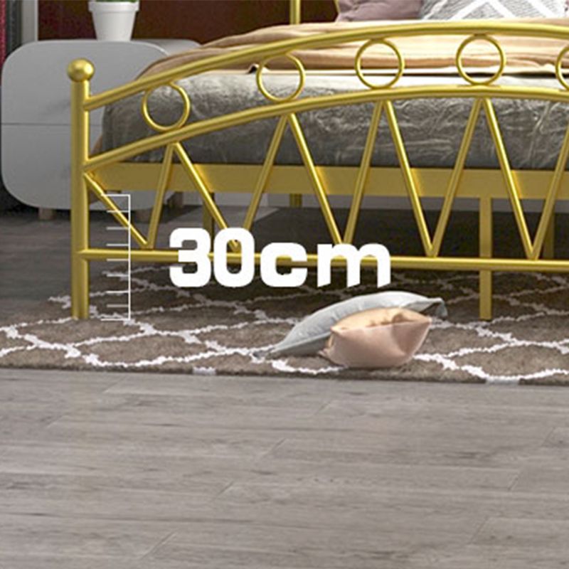 Crown Glam Headboard Bed Open-Frame Metal Bed With Footboard