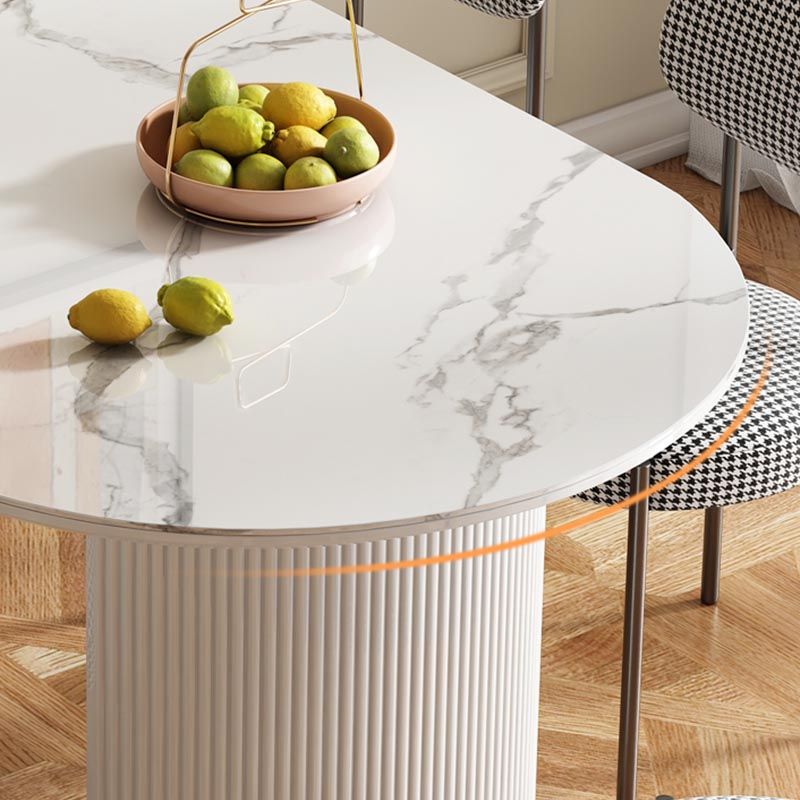 Stone Top Dining Table Modern Double Pedestal Table in White