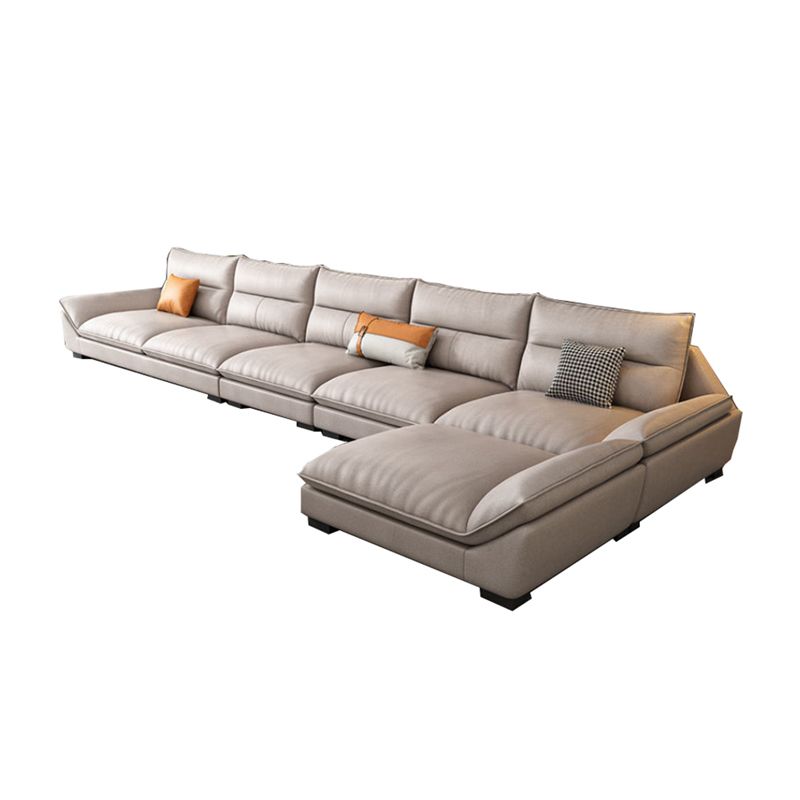 Scandinavian Beige Sectionals/Sofa with Pillow Back for Living Room