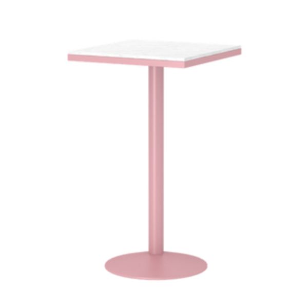 1/3/4/5 Pieces Industrial Pink Bar Table Set Round Bistro Set with White Faux Marble Top