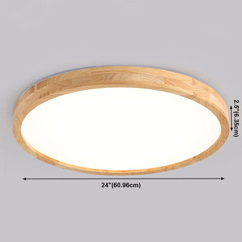 Geometric LED Ceiling Lamp Modern Wood 1 Light Flush Mount for Bedroom Study