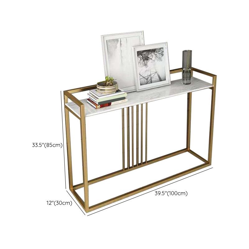 Glam Marble Console Sofa Table Gold Frame Accent Table for Hall
