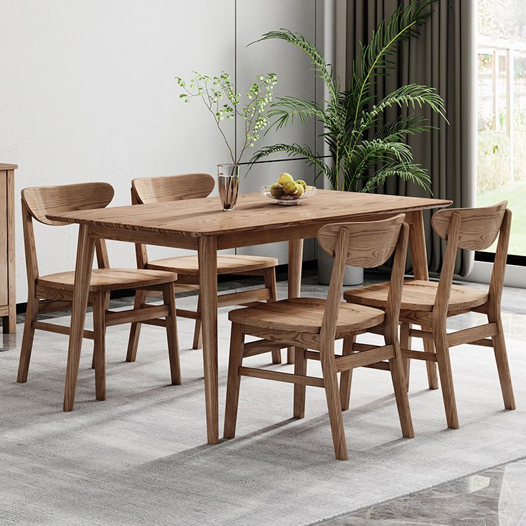 Legno rettangolo in tavolo da pranzo marrone Tavolo di cenere moderno con 4 gambe per il ristorante