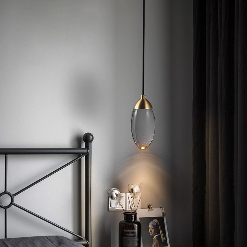 Gold Teardrop Pendant Lighting Modern Style LED Crystal Suspended Lighting Fixture