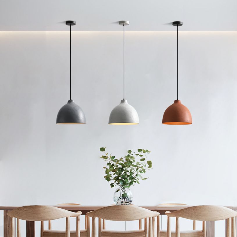 Modern Creative Single Pendant Light Resin Bowl Macaron Hanging Lamp for Dining Room