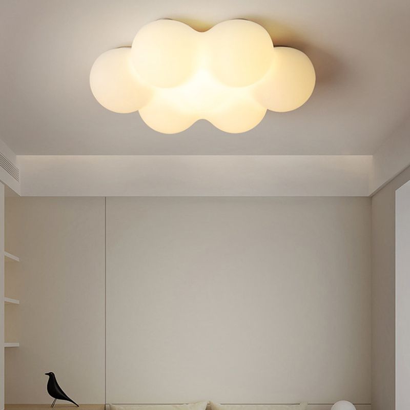 Kids Style LED Ceiling Mount Plastic Cloud Shape Flush Mount in White