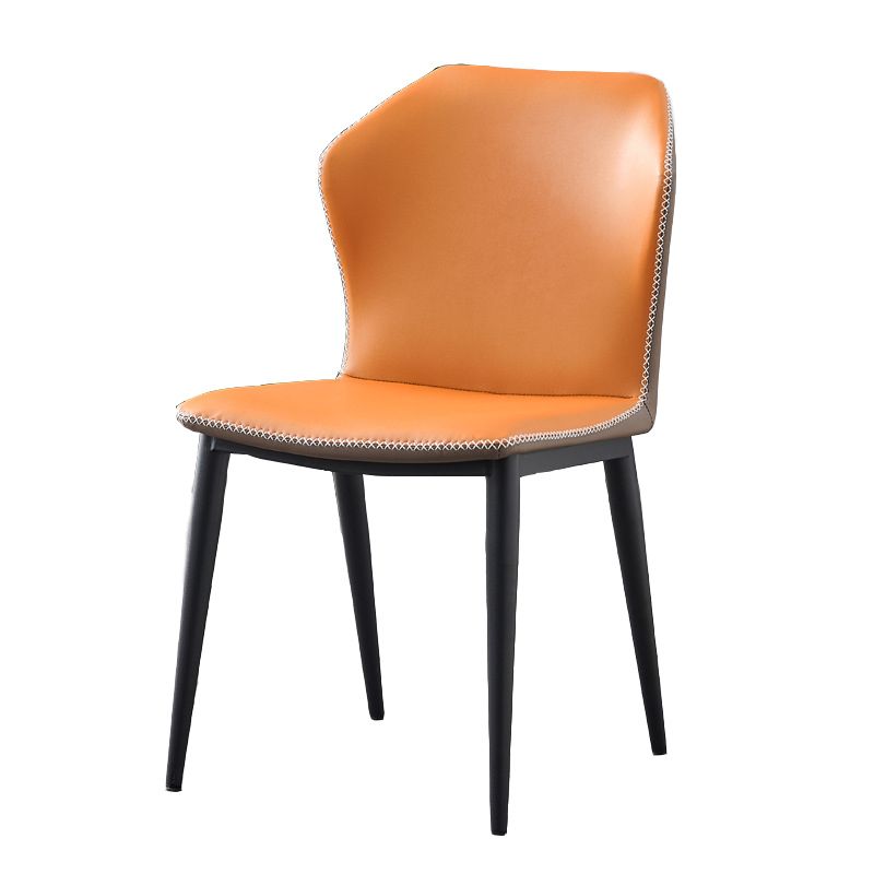 Industrial Wingback Side Chair Faux Leather Armless Dining Chairs