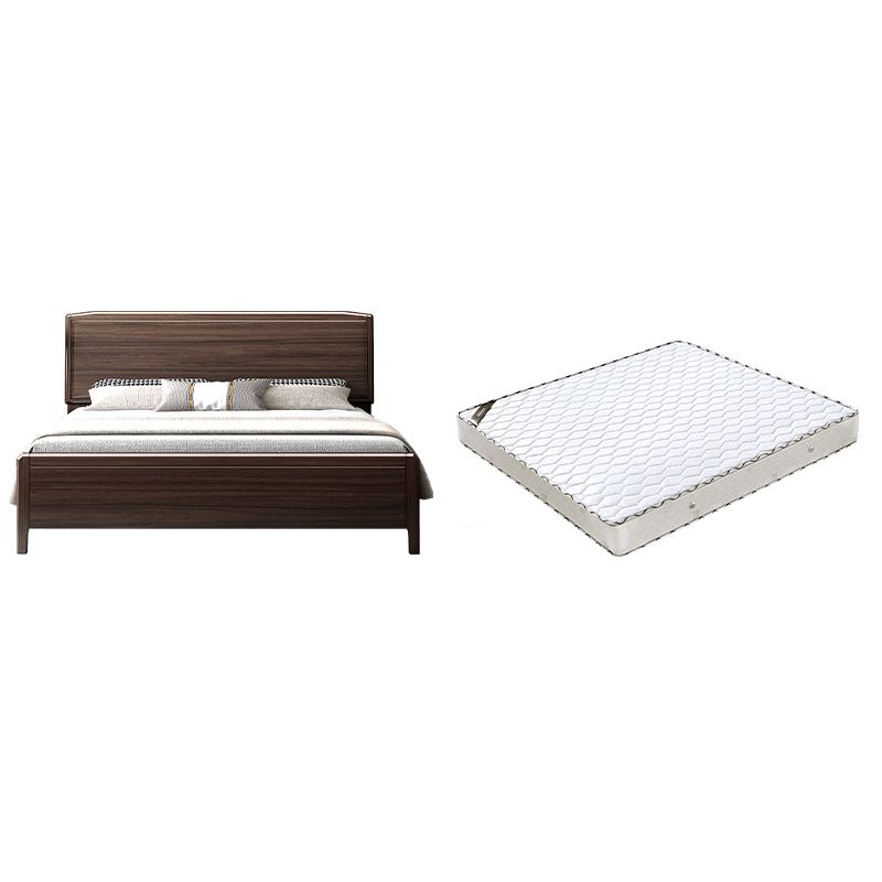 Mid-century Wood Walnut Bed Frame 85-In D Panel Bed Frame in Brown