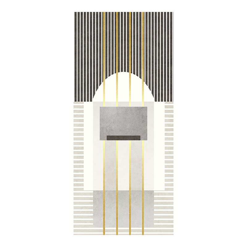 Modern Drawing Room Area Rug Grey Geometric Pattern Area Carpet Polyester Non-Slip Backing Carpet
