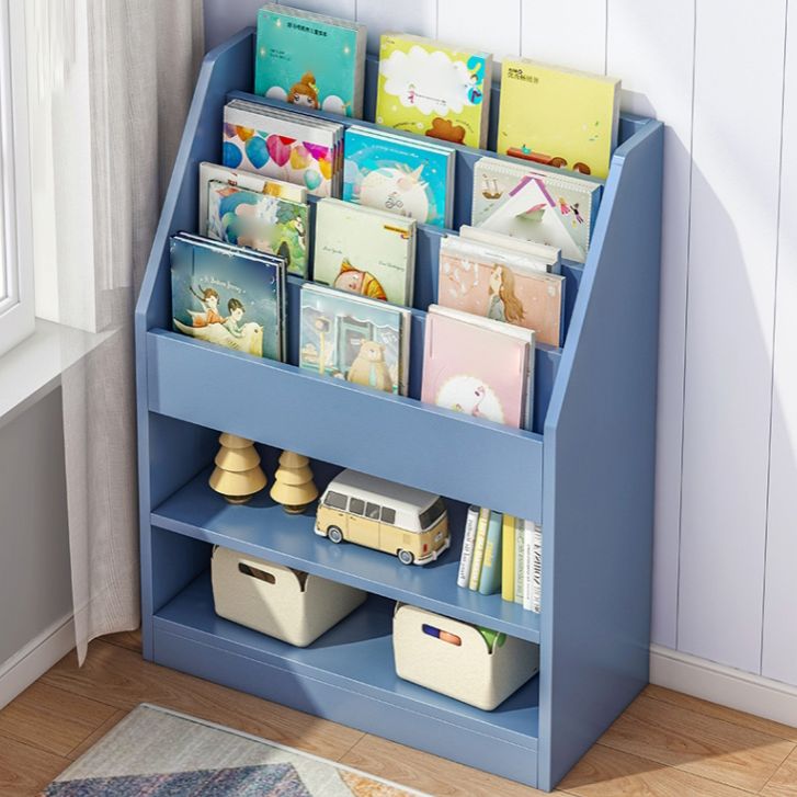 Manufactured Wood Ladder Bookshelf Scandinavian Vertical Closed Back Bookcase