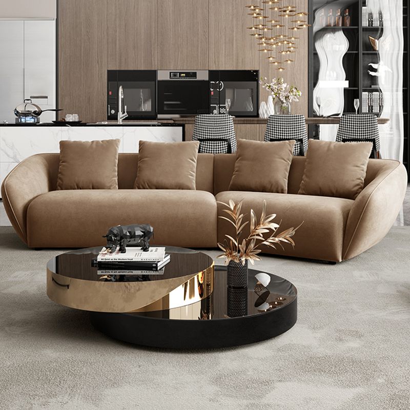 Nordic Wooden 3 Seater Sofa Chaise Dark Brown Sloped Arm Sofa
