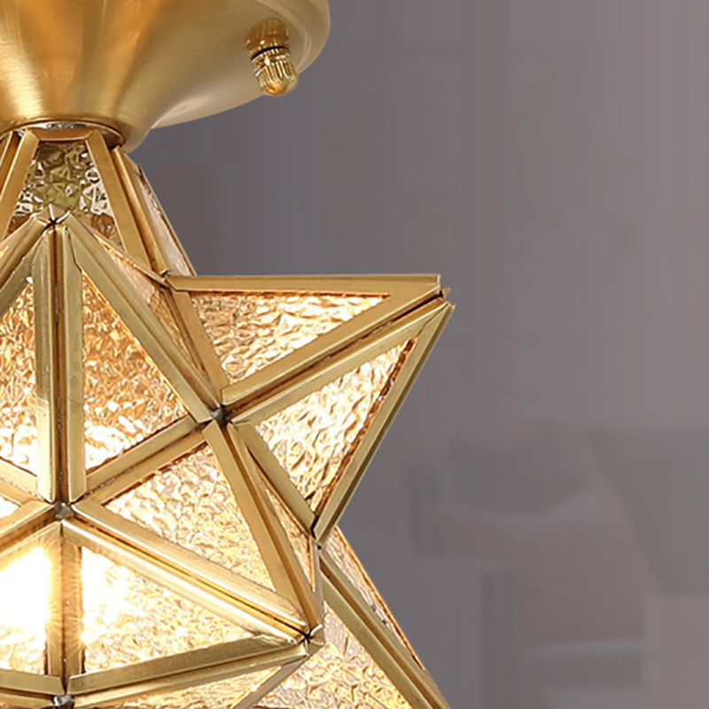 Star Shape Glass Ceiling Light Vintage Aisle Semi Mount Ceiling Lighting