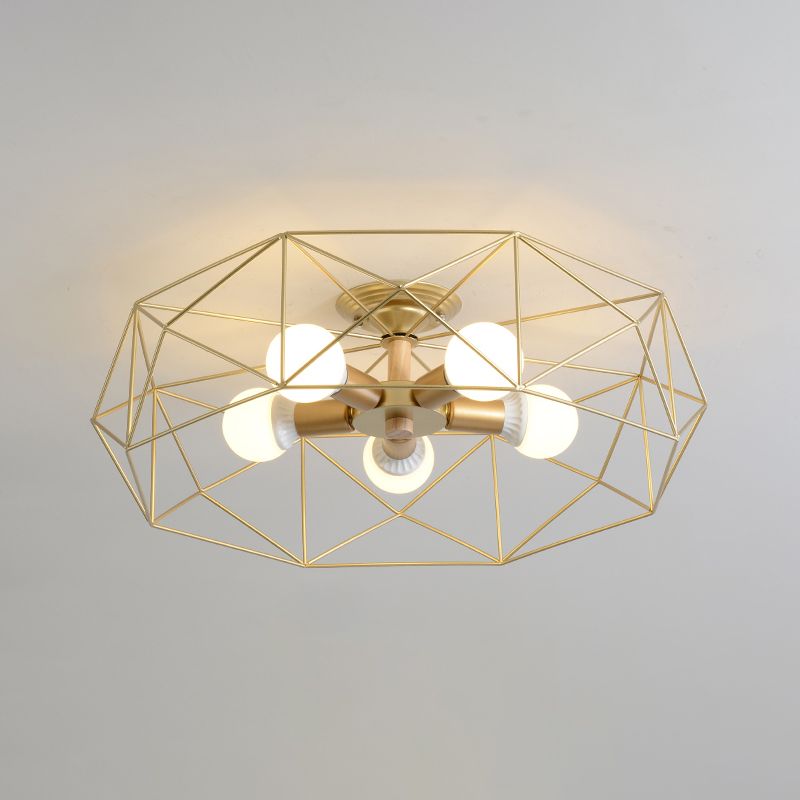 Simple Ceiling Lamp Metal Ceiling Mount Light with Metal Shade for Living Room