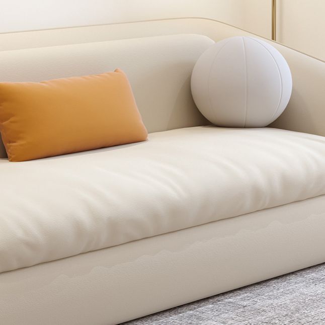 37" Wide Scandinavian Sofa Futon White Upholstered Foldable Sleeper Sofa