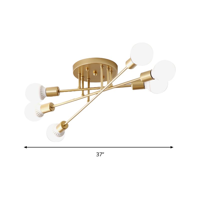 6/8/10 lampen slaapkamer semi-inbouwlamp met zichtbare lamp moderne metalen goud/zwarte plafondlamp