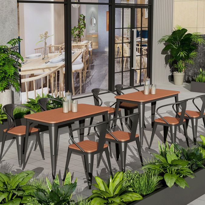 Contemporary Rectangle Table Set 1/2/3/5/7 Pieces Dining Set with Metal Chairs