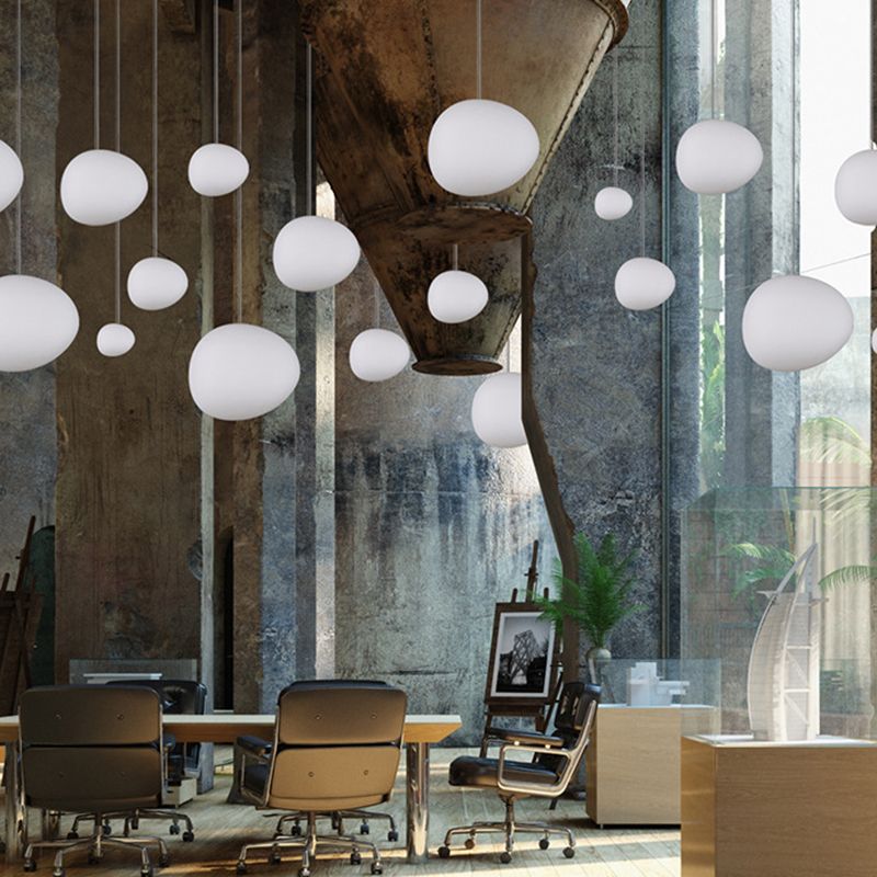 Nordique pavé pavé en verre blanc lampe à la suspension de la salle à manger 1