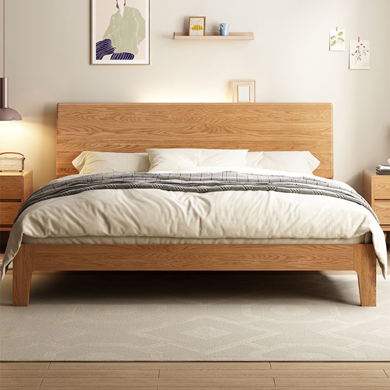 Low Profile Standard Bed Scandinavian Solid Wood Upholstered Bed Set