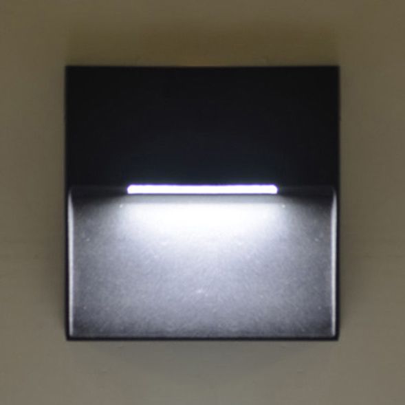 LED Porch Wall Sconce Lamp with Round/Rectangle Aluminum Shade Black Sconce Lighting in White/Warm Light