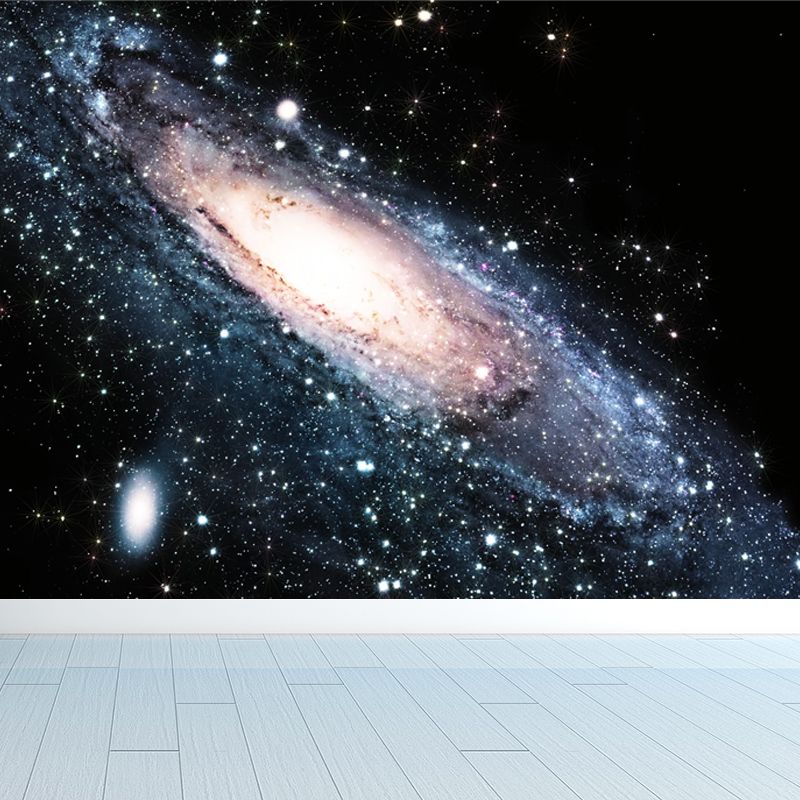 Night Sky Constellations Mural Decal Contemporary Non-Woven Texture Wall Covering in Blue