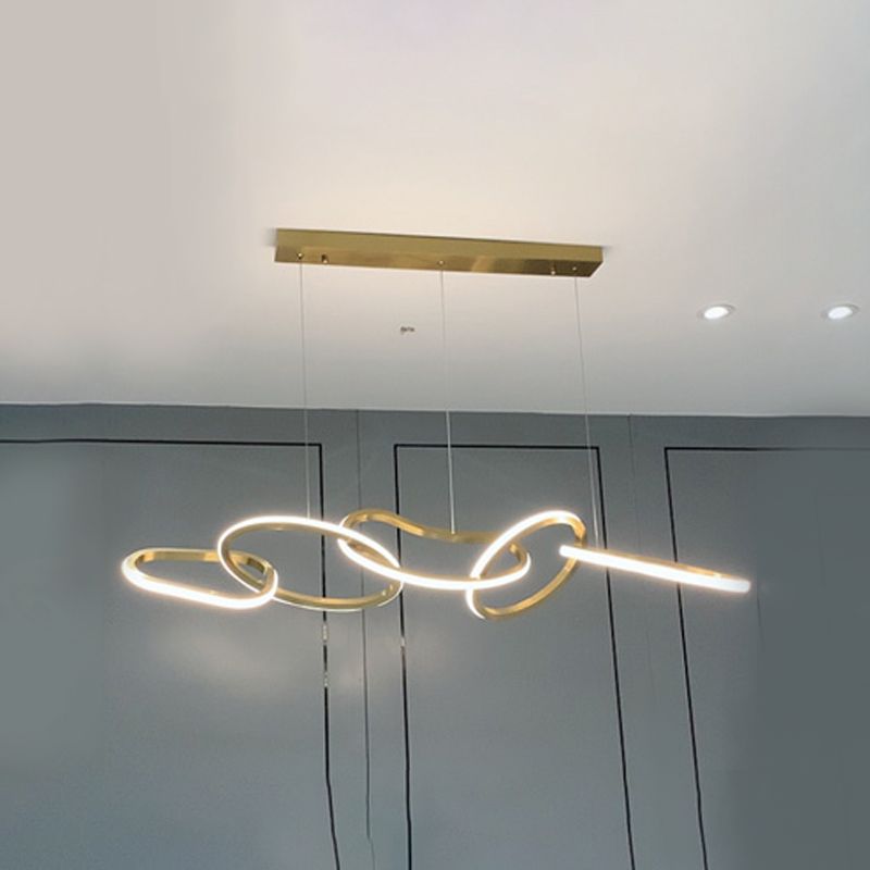 Modern Metal Chandelier Lamp Geometric LED Island Pendant for Dining Room