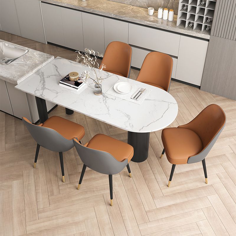 Freeform Sintered Stone White Table for Restaurant Luxury Table with Black 3 Legs