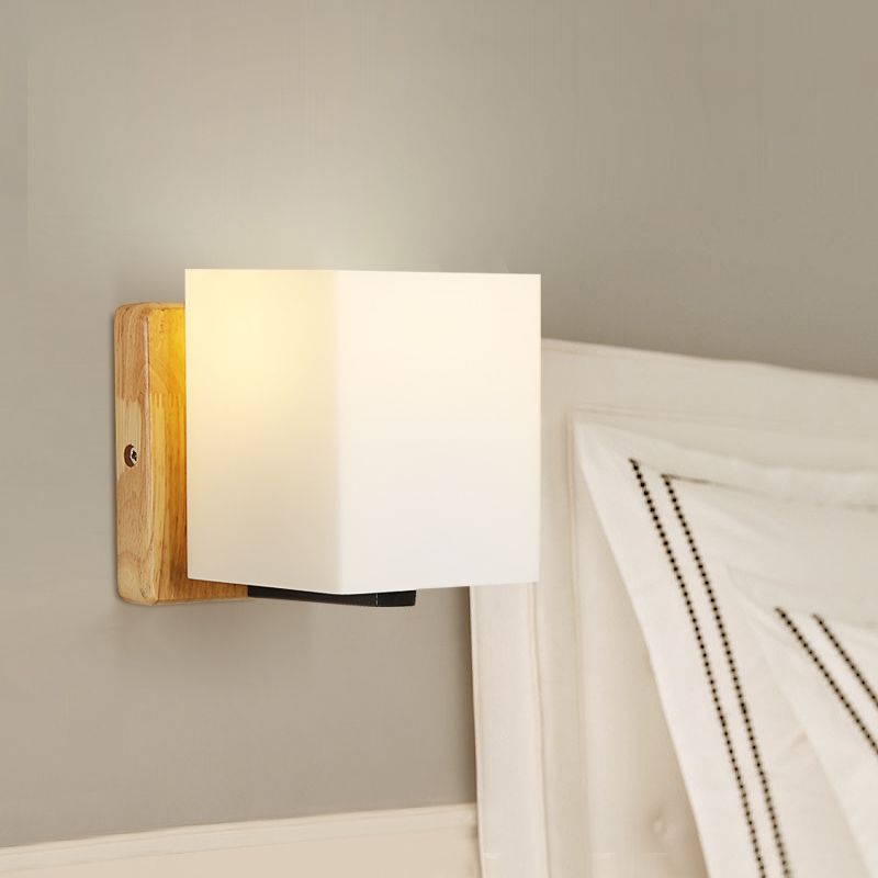 Éclairage de paroi en bois géométrique Appiculture de lumière murale beige minimaliste