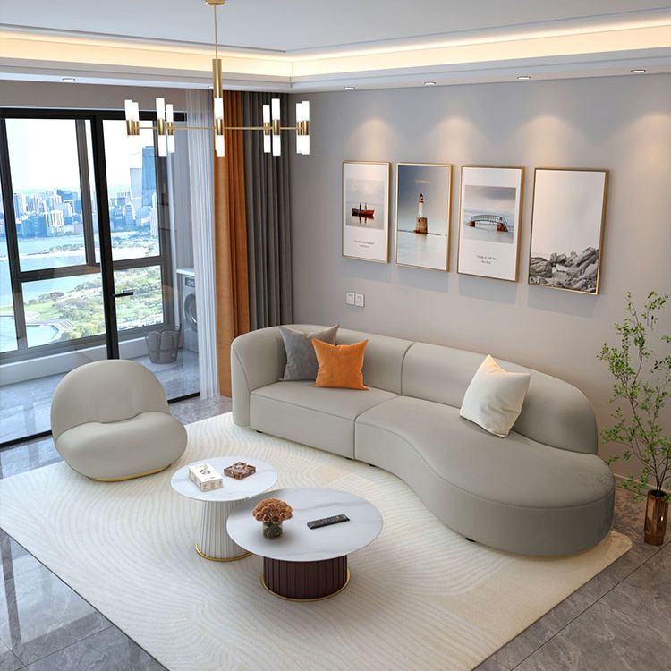 Grey Wooden Sectional Stain-Resistant Sectional Sofa for Living Room