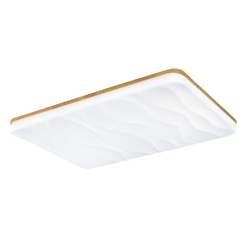 Modern Rectangle Ceiling Light Wood 1 Light LED Flush Mount Light for Bedroom